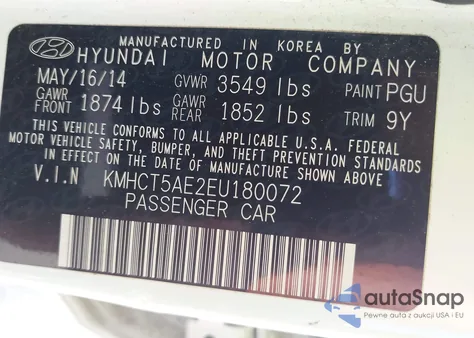 2014 Hyundai Accent Gs from USA, damaged, VIN KMHCT5AE2EU180072